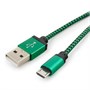 Кабель USB A --> Micro USB 5P (B) 1.0м нейлон, зеленый, Cablexpert (CC-mUSB2gn1m) 33226 - фото 11271