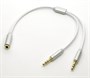 Переходник 2 x jack 3.5 мм (стерео+микрофон) (m) - jack 3.5 мм (4pole) (f) CTIA, Ugreen, 0.25м, Al, серебристый (10790) 34642 - фото 12892