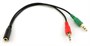 Переходник 2 x jack 3.5 мм (стерео+микрофон) (m) - jack 3.5 мм (4pole) (f) CTIA, 0.15м, ткан. оплетка, черный 34641 - фото 12945
