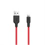 Кабель USB A --> Lightning 8pin (m) 1.0м для Apple, hoco X21, черно-красный, силиконовая оплетка 34903 - фото 13177