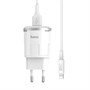 Зарядное устройство 220V -> USB 5V hoco C37A 1xUSB 2400mA, белое + кабель X25 Lightning 35754 - фото 15532
