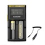Зарядное устройство Nitecore D2 (для 2 акк. АА/AAA/C/18650/16340/14500 и др.) NiCd/NiMh/Li-Ion/LiFePO4, LCD, 220В+А/М 12В 36334 - фото 16774