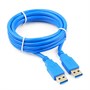 Кабель USB тип A-A 1.8м (для устройств с разъёмом типа A) Cablexpert, USB 3.0, экран, синий 32016 - фото 17200