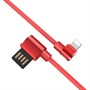 Кабель USB A --> Lightning 8pin (m) 1.2м для Apple, hoco U37, угловой красный 37088 - фото 18461