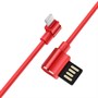 Кабель USB A --> Lightning 8pin (m) 1.2м для Apple, hoco U37, угловой красный 37088 - фото 18462