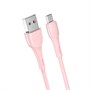 Кабель USB A --> Micro USB 5P (B) 1.0м hoco X49, розовый, силиконовая оплетка 37096 - фото 18480