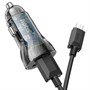 Зарядное устройство а/м 12V -> USB 5V hoco Z47 2xUSB, QC 3.0 20W, + кабель microUSB, прозр. чёрное 37331 - фото 19031