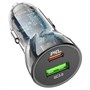 Зарядное устройство а/м 12V -> USB 5V hoco Z47A, Type-C 30W/USB 18W, PD30W, QC 3.0, + кабель Type-C -> Lightning, прозр. чёрное 37334 - фото 19047