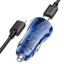 Зарядное устройство а/м 12V -> USB 5V hoco Z47A, Type-C 30W/USB 18W, PD30W, QC 3.0, + кабель Type-C -> Lightning, прозр. синее 37335 - фото 19053