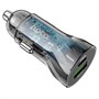 Зарядное устройство а/м 12V -> USB 5V hoco Z47A, Type-C 30W/USB 18W, PD30W, QC 3.0, + кабель Type-C -> Type-C, прозр. чёрное 37336 - фото 19061