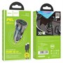 Зарядное устройство а/м 12V -> USB 5V hoco Z47A, Type-C 30W/USB 18W, PD30W, QC 3.0, + кабель Type-C -> Type-C, прозр. чёрное 37336 - фото 19062