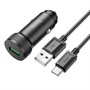 Зарядное устройство а/м 12V -> USB 5V hoco Z49A, QC 3.0, чёрное, + кабель Type-C 37339 - фото 19085