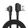 Кабель USB A --> Micro USB 5P (B) 1.2м, черный, угловые разъемы, green LED, Mcdodo 33345 - фото 19094